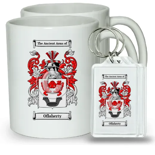 Oflaherty Pair of Coffee Mugs and Pair of Keychains