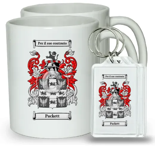 Packett Pair of Coffee Mugs and Pair of Keychains