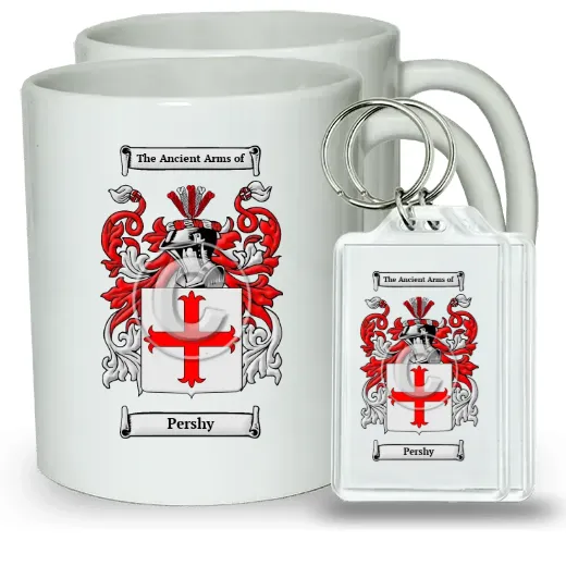 Pershy Pair of Coffee Mugs and Pair of Keychains