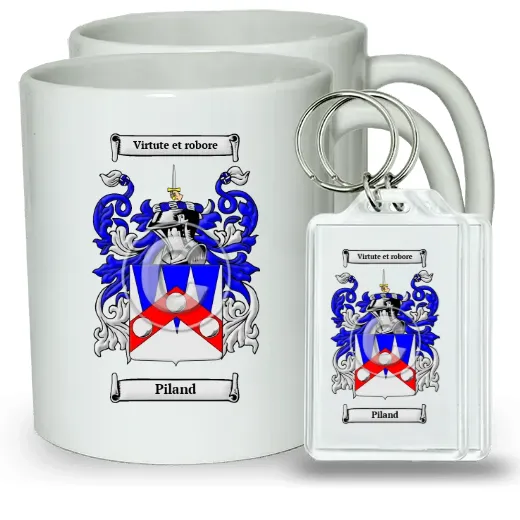 Piland Pair of Coffee Mugs and Pair of Keychains