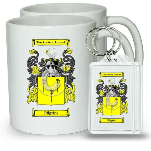 Pilgrim Pair of Coffee Mugs and Pair of Keychains