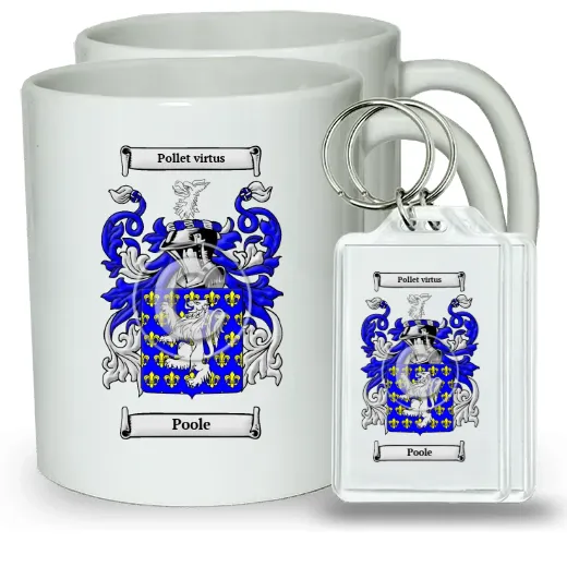 Poole Pair of Coffee Mugs and Pair of Keychains