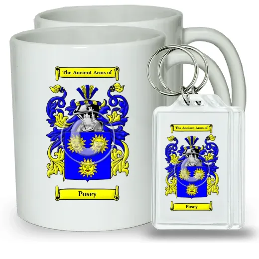 Posey Pair of Coffee Mugs and Pair of Keychains