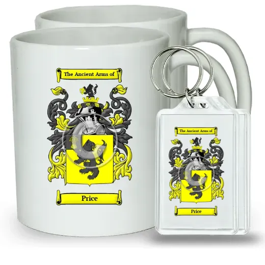 Price Pair of Coffee Mugs and Pair of Keychains