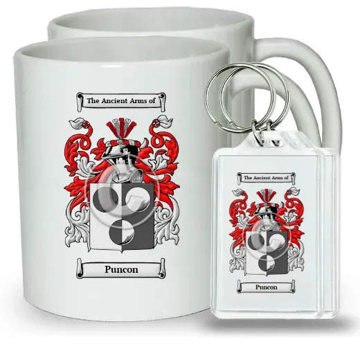 Puncon Pair of Coffee Mugs and Pair of Keychains