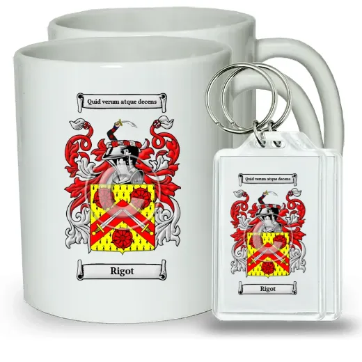 Rigot Pair of Coffee Mugs and Pair of Keychains