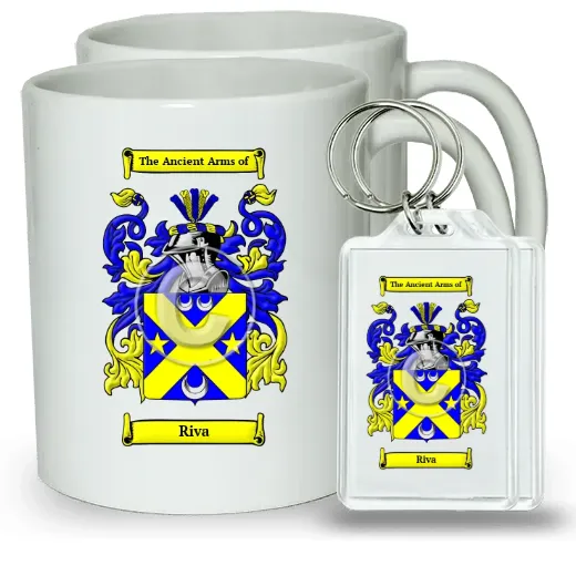 Riva Pair of Coffee Mugs and Pair of Keychains