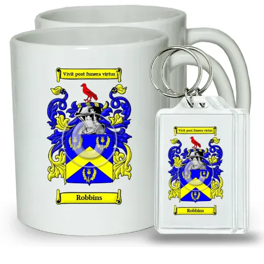 Robbins Pair of Coffee Mugs and Pair of Keychains
