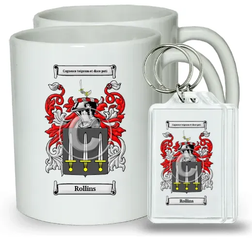 Rollins Pair of Coffee Mugs and Pair of Keychains