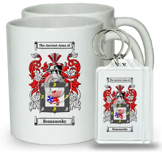 Romanosky Pair of Coffee Mugs and Pair of Keychains