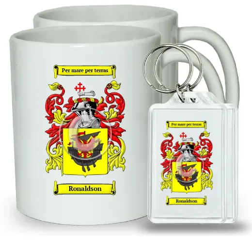 Ronaldson Pair of Coffee Mugs and Pair of Keychains