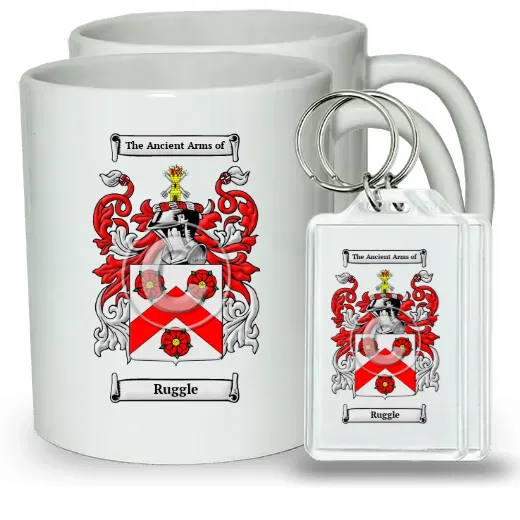 Ruggle Pair of Coffee Mugs and Pair of Keychains