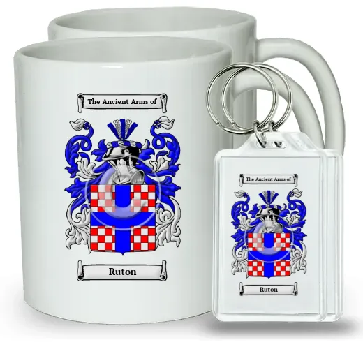 Ruton Pair of Coffee Mugs and Pair of Keychains