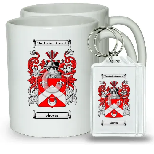Shover Pair of Coffee Mugs and Pair of Keychains