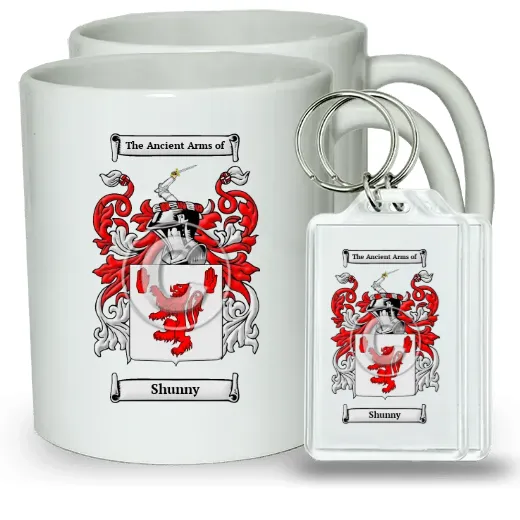 Shunny Pair of Coffee Mugs and Pair of Keychains