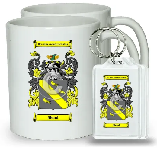 Slend Pair of Coffee Mugs and Pair of Keychains
