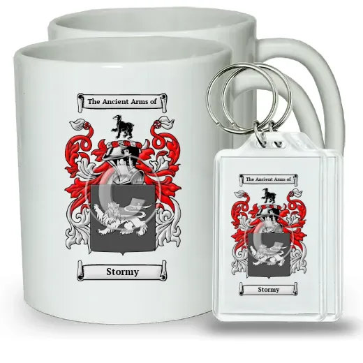 Stormy Pair of Coffee Mugs and Pair of Keychains