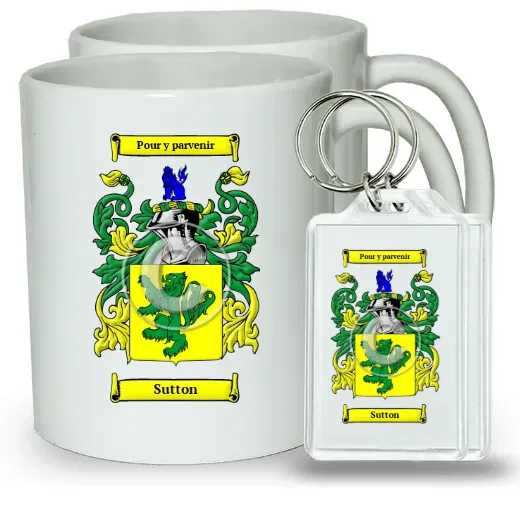 Sutton Pair of Coffee Mugs and Pair of Keychains