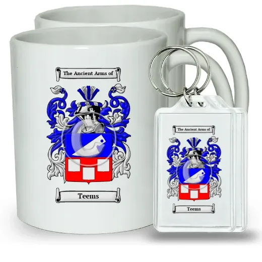 Teems Pair of Coffee Mugs and Pair of Keychains