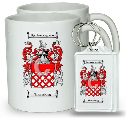 Thornburg Pair of Coffee Mugs and Pair of Keychains