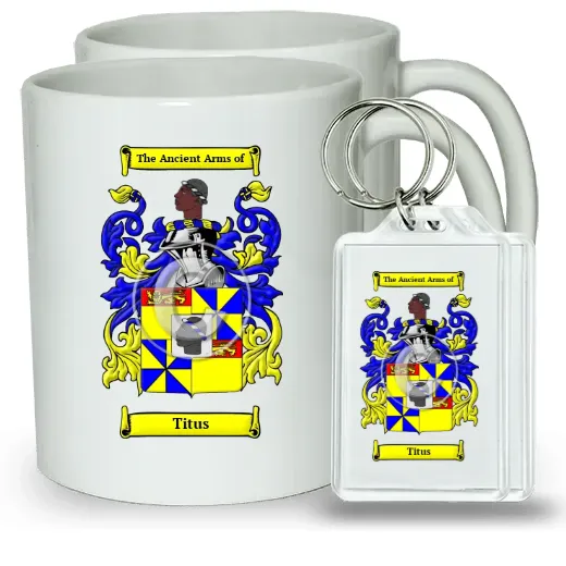 Titus Pair of Coffee Mugs and Pair of Keychains