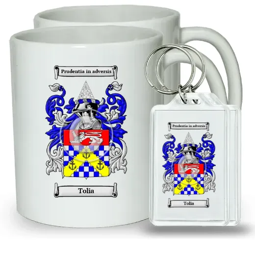 Tolia Pair of Coffee Mugs and Pair of Keychains
