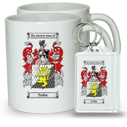 Trefor Pair of Coffee Mugs and Pair of Keychains