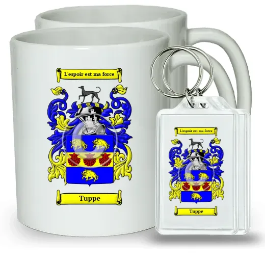 Tuppe Pair of Coffee Mugs and Pair of Keychains
