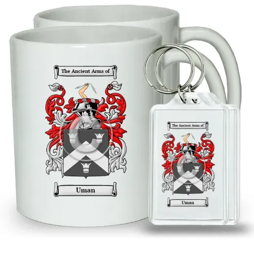 Uman Pair of Coffee Mugs and Pair of Keychains