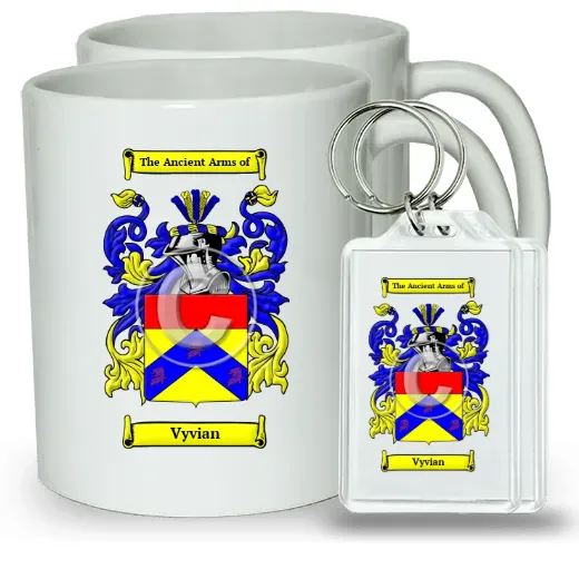 Vyvian Pair of Coffee Mugs and Pair of Keychains