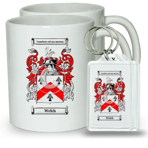 Welch Pair of Coffee Mugs and Pair of Keychains