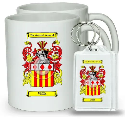 Willk Pair of Coffee Mugs and Pair of Keychains
