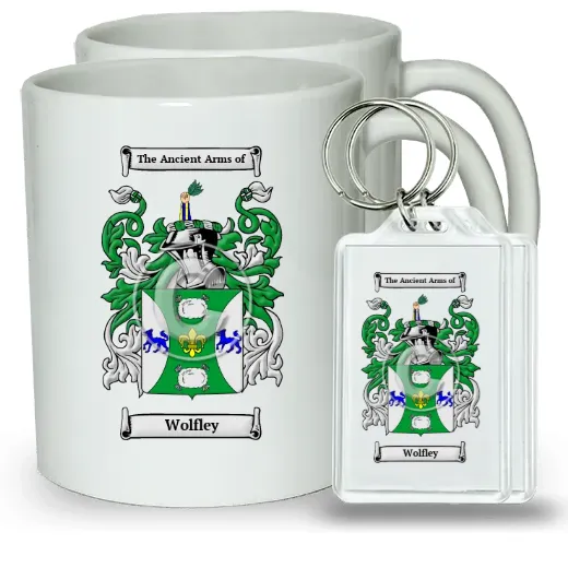 Wolfley Pair of Coffee Mugs and Pair of Keychains