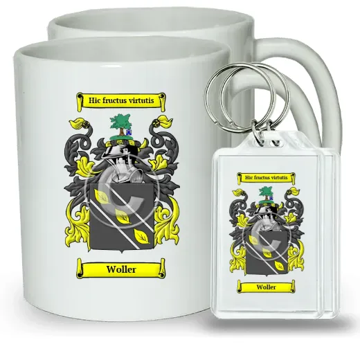 Woller Pair of Coffee Mugs and Pair of Keychains