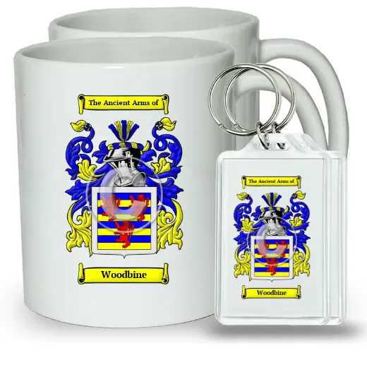 Woodbine Pair of Coffee Mugs and Pair of Keychains